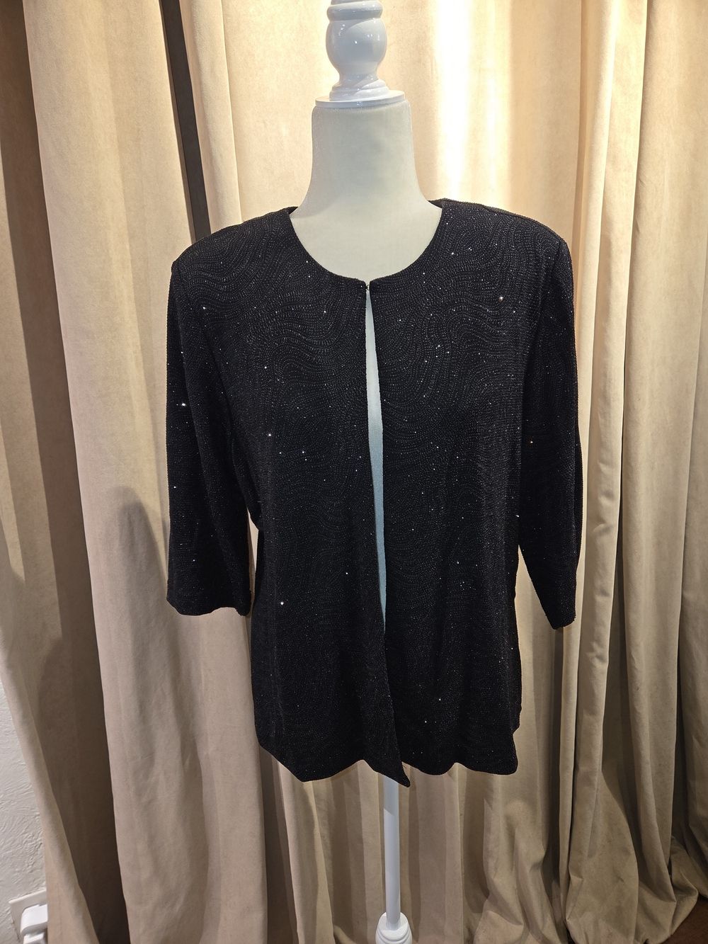 Xscape Black Sparkle Open-Front Jacket